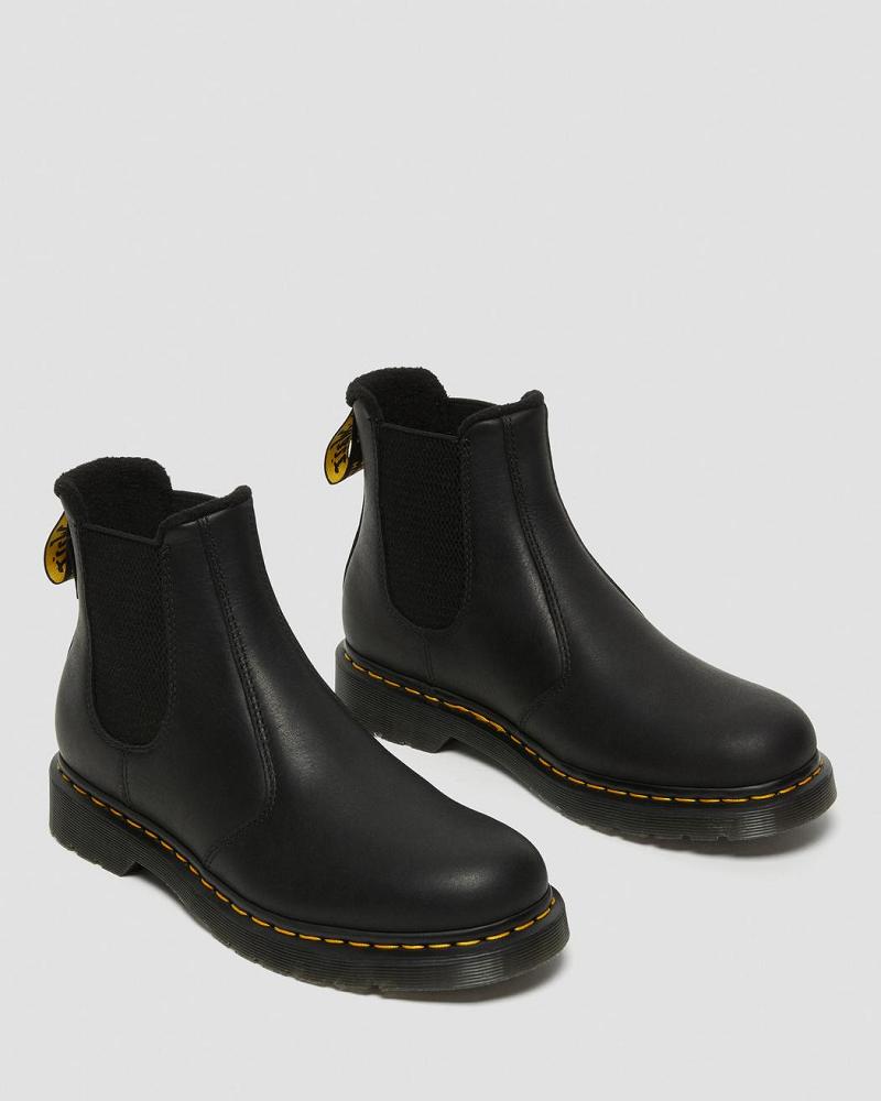 Black Men's Dr Martens 2976 Warmwair Leather Winter Boots | CA 572DFM